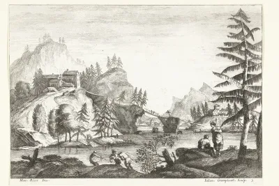 Landschap met rivier en enkele figuren
