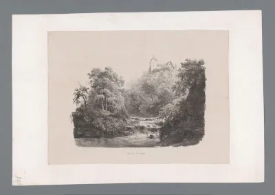 Landschap met rivier en kasteel