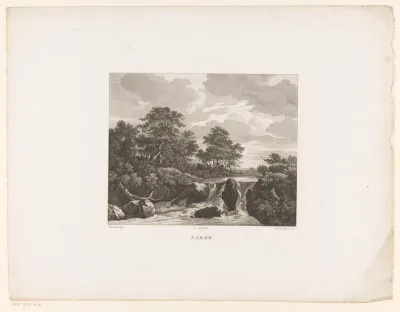 Landschap met rivier met stroomversnelling
