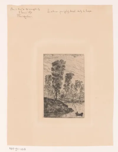 Landschap met roeiboot op het water