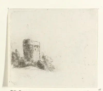 Landschap met ronde toren