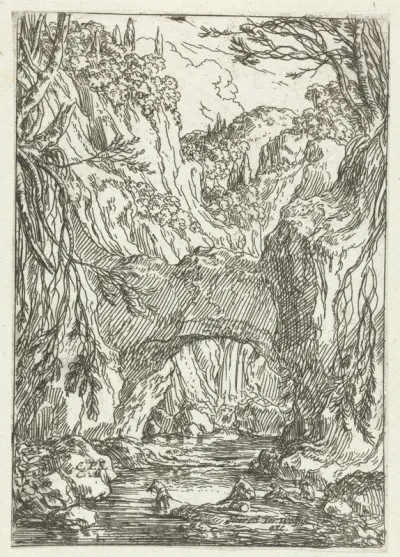 Landschap met rotsbrug