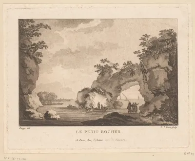Landschap met rotsen aan het water
