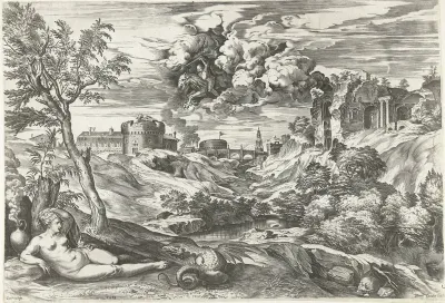 Landschap met Ruggiero die Angelica bevrijdt