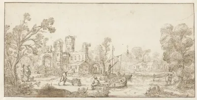 Landschap met ruïne