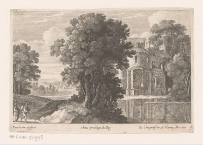 Landschap met ruïne aan water