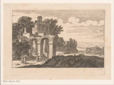 Landschap met ruïne met bogen
