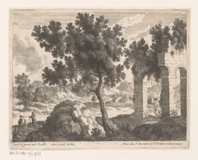 Landschap met ruïne met bogen