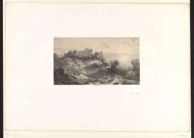 Landschap met ruïne op de rotsen