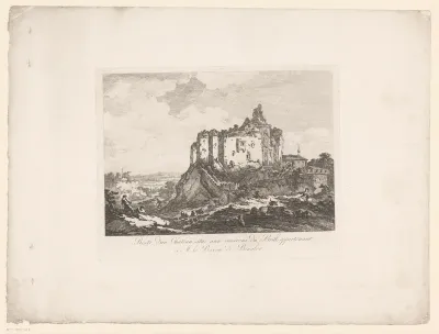 Landschap met ruïne van een kasteel