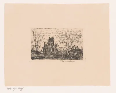 Landschap met ruïne van een kerk