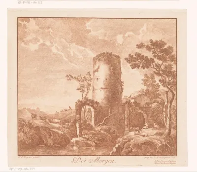 Landschap met ruïne van toren