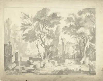 Landschap met ruïnes