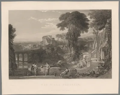 Landschap met ruïnes, aquaducten en een rivier
