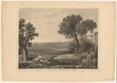 Landschap met ruïnes en een kustlijn