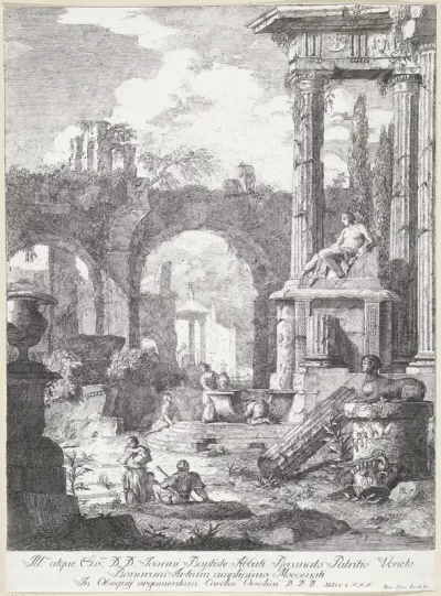 Landschap met ruïnes van een paleis