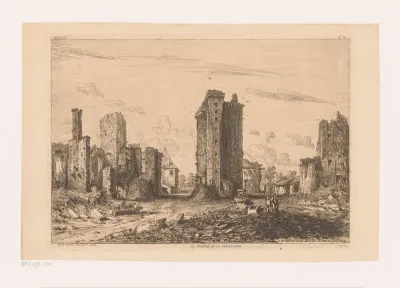 Landschap met ruïnes van kasteel La Flocellière