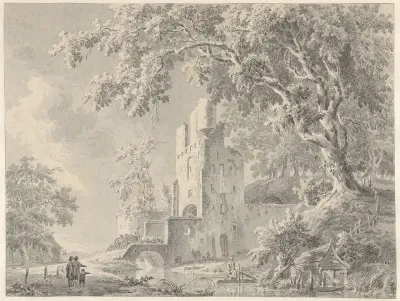 Landschap met ruïneuze poort