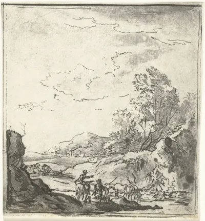 Landschap met ruiter en herder