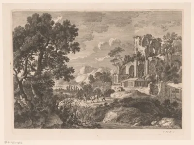 Landschap met ruiter en koeherder