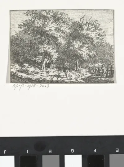 Landschap met ruiter op een weg