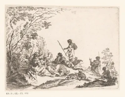 Landschap met rustende herders en herderinnen