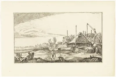 Landschap met rustende marskramers
