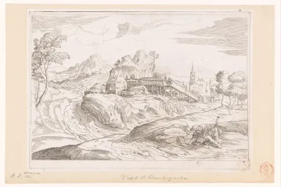 Landschap met rustende pelgrim