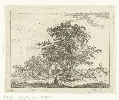 Landschap met rustende wandelaars
