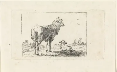 Landschap met schaap en lam