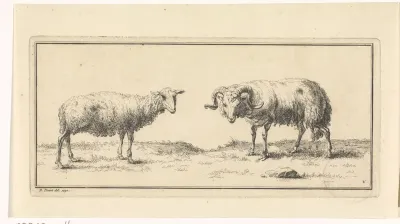 Landschap met schaap en ram