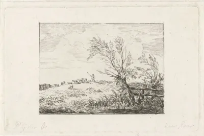 Landschap met schaapskudde en wilgen