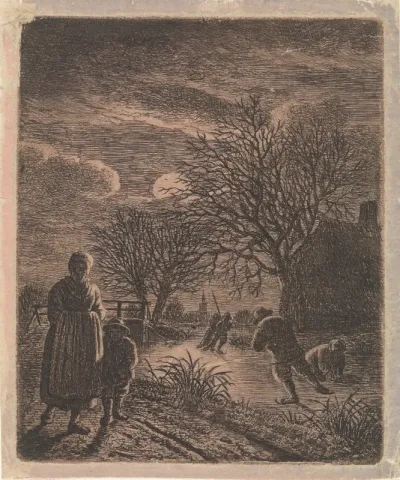 Landschap met schaatsers
