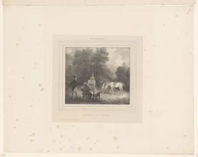 Landschap met schilder aan het werk