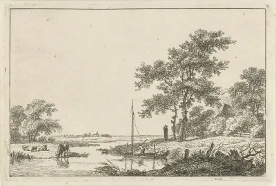 Landschap met schuitje