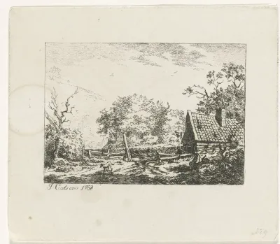 Landschap met schuur