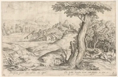 Landschap met slapende herder