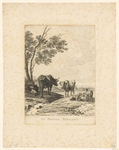 Landschap met slapende herder