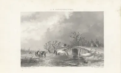 Landschap met slee op het ijs
