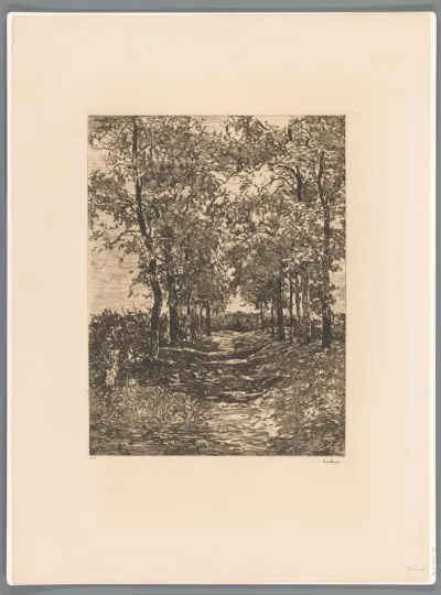 Landschap met smalle laan