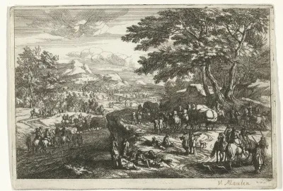 Landschap met soldaten