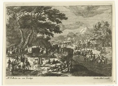 Landschap met soldaten