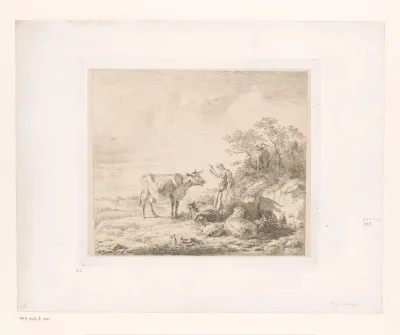 Landschap met spinster en vee