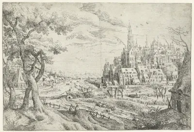 Landschap met stad