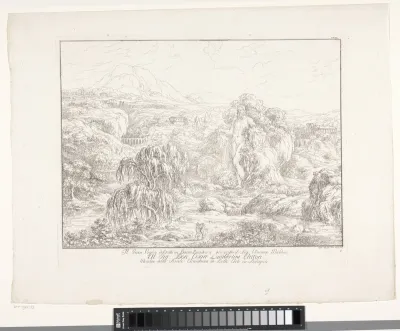 Landschap met standbeeld van de Grote Grijsaard