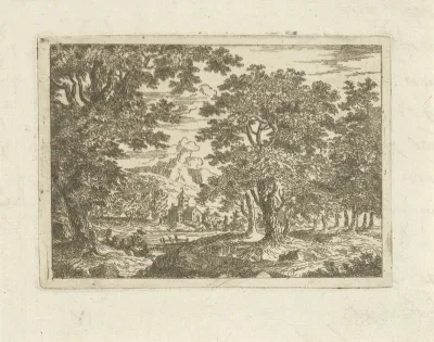 Landschap met stenen gebouw
