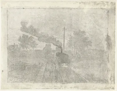 Landschap met stoomlocomotief