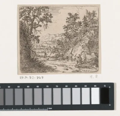 Landschap met tekenaar
