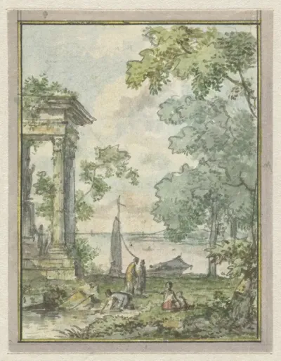 Landschap met tempelruïne