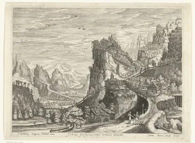 Landschap met Tobias en aartsengel Rafaël op weg